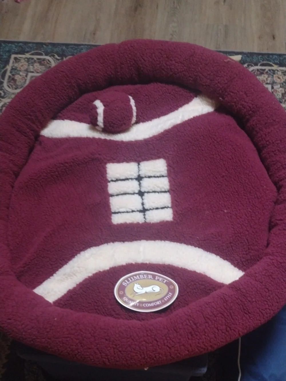 Slumber Pet Burgundy & Cream Plush Pet Bed